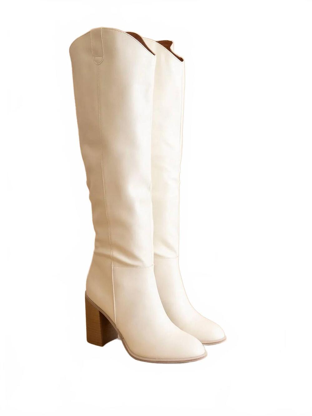 NEW LET'S SEE STYLE women's the stephanie knee-high boot in white